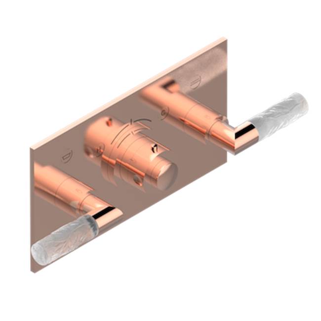THG - Trim For Thg Thermostat With 2 Valves Ref. 5 401ahm/us Rough Part Supplied With Fixing Box, Item To Be Installed Horizontal - Blush PVD