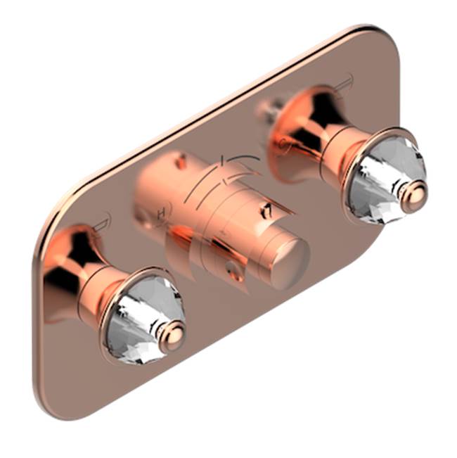 THG - Trim For Thg Thermostat With 2 Valves Ref. 5 401ahm/us Rough Part Supplied With Fixing Box, Item To Be Installed Horizontal - Blush PVD