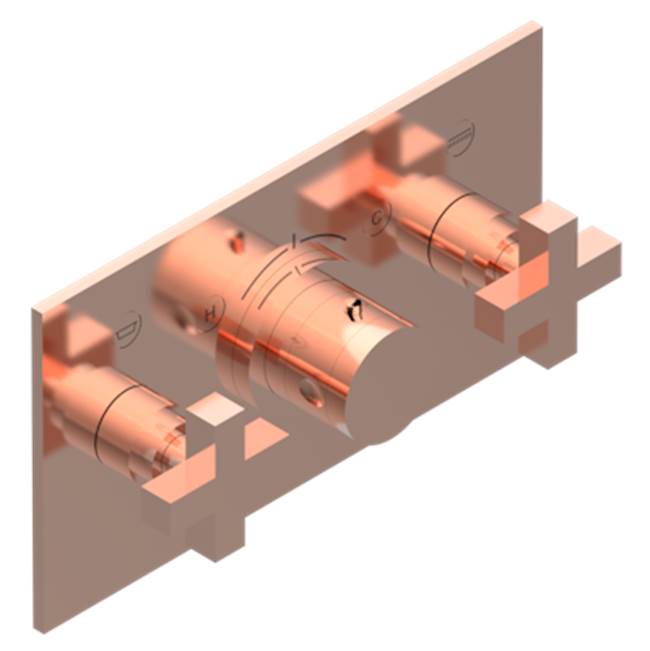 THG - Trim For Thg Thermostat With 2 Valves Ref. 5 401ahm/us Rough Part Supplied With Fixing Box, Item To Be Installed Horizontal - Blush PVD