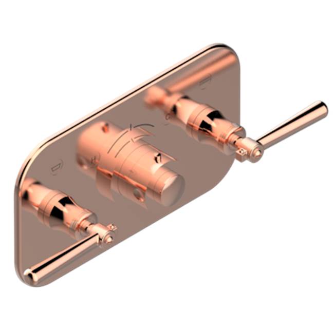 THG - Trim For Thg Thermostat With 2 Valves Ref. 5 401ahm/us Rough Part Supplied With Fixing Box, Item To Be Installed Horizontal - Blush PVD