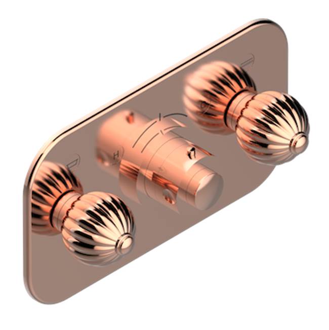 THG - Trim For Thg Thermostat With 2 Valves Ref. 5 401ahm/us Rough Part Supplied With Fixing Box, Item To Be Installed Horizontal - Blush PVD