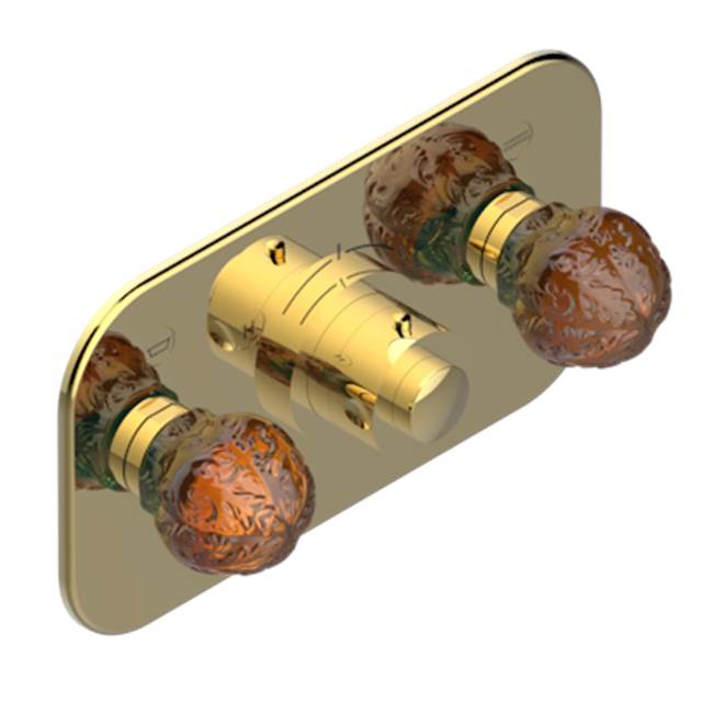 THG - Trim For Thg Thermostat With 2 Valves Ref. 5 401ahm/us Rough Part Supplied With Fixing Box, Item To Be Installed Horizontal - Gold Color PVD