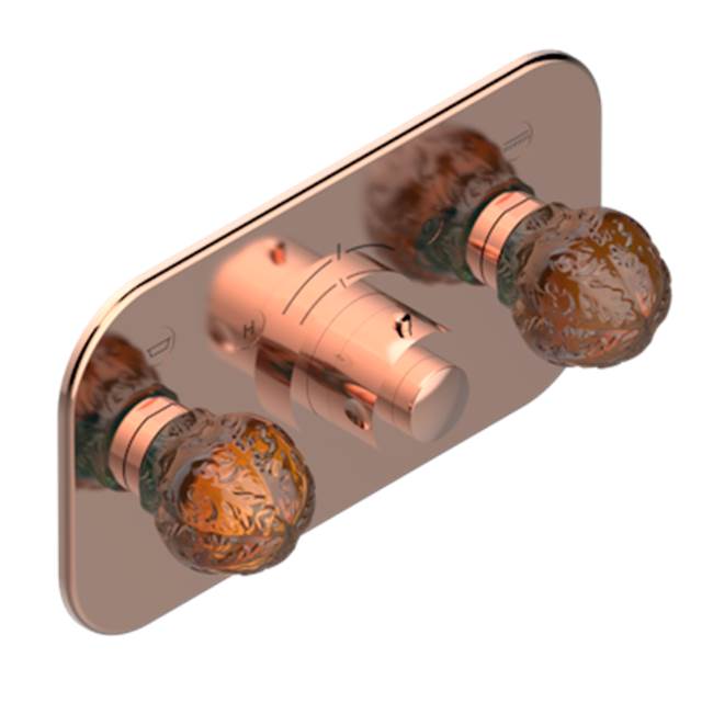 THG - Trim For Thg Thermostat With 2 Valves Ref. 5 401ahm/us Rough Part Supplied With Fixing Box, Item To Be Installed Horizontal - Blush PVD