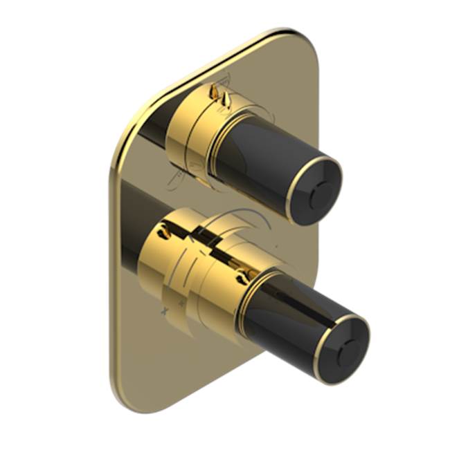 THG - Trim For Thg Thermostat With Stop Valve And 3-way Diverter, Rough Part Supplied With Fixing Box Ref.5 600ae/us - Gold Color PVD