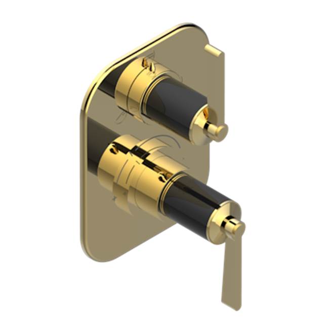 THG - Trim For Thg Thermostat With Stop Valve And 3-way Diverter, Rough Part Supplied With Fixing Box Ref.5 600ae/us - Gold Color PVD