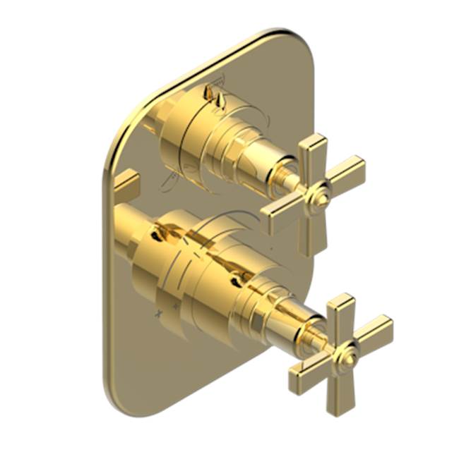 THG - Trim For Thg Thermostat With Stop Valve And 3-way Diverter, Rough Part Supplied With Fixing Box Ref.5 600ae/us - Gold Color PVD