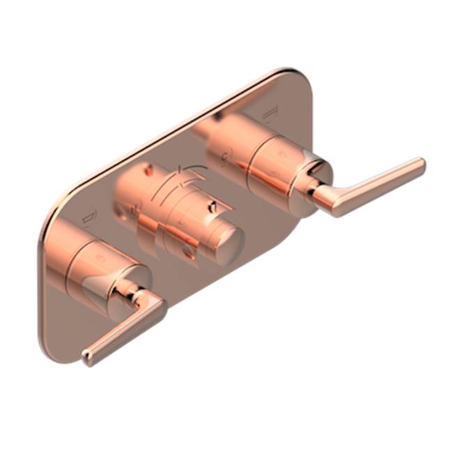 THG - Trim For Thg Thermostat With 2 Valves Ref. 5 401ahm/us Rough Part Supplied With Fixing Box, Item To Be Installed Horizontal - Blush PVD