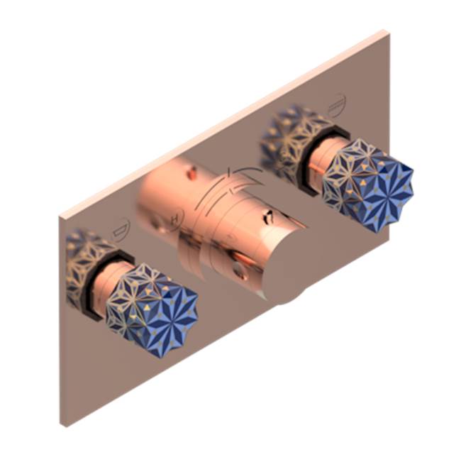 THG - Trim For Thg Thermostat With 2 Valves Ref. 5 401ahm/us Rough Part Supplied With Fixing Box, Item To Be Installed Horizontal - Blush PVD