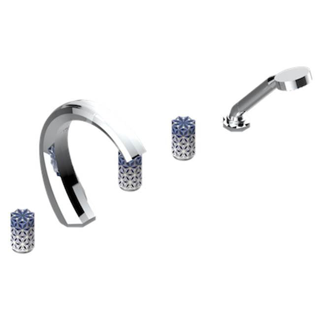 THG - Roman Tub Set With 2 x 3/4'' Valves And Rim Mounted Ceramic Mixer With Progressive Cartridge And Handshower - Matt Umber PVD