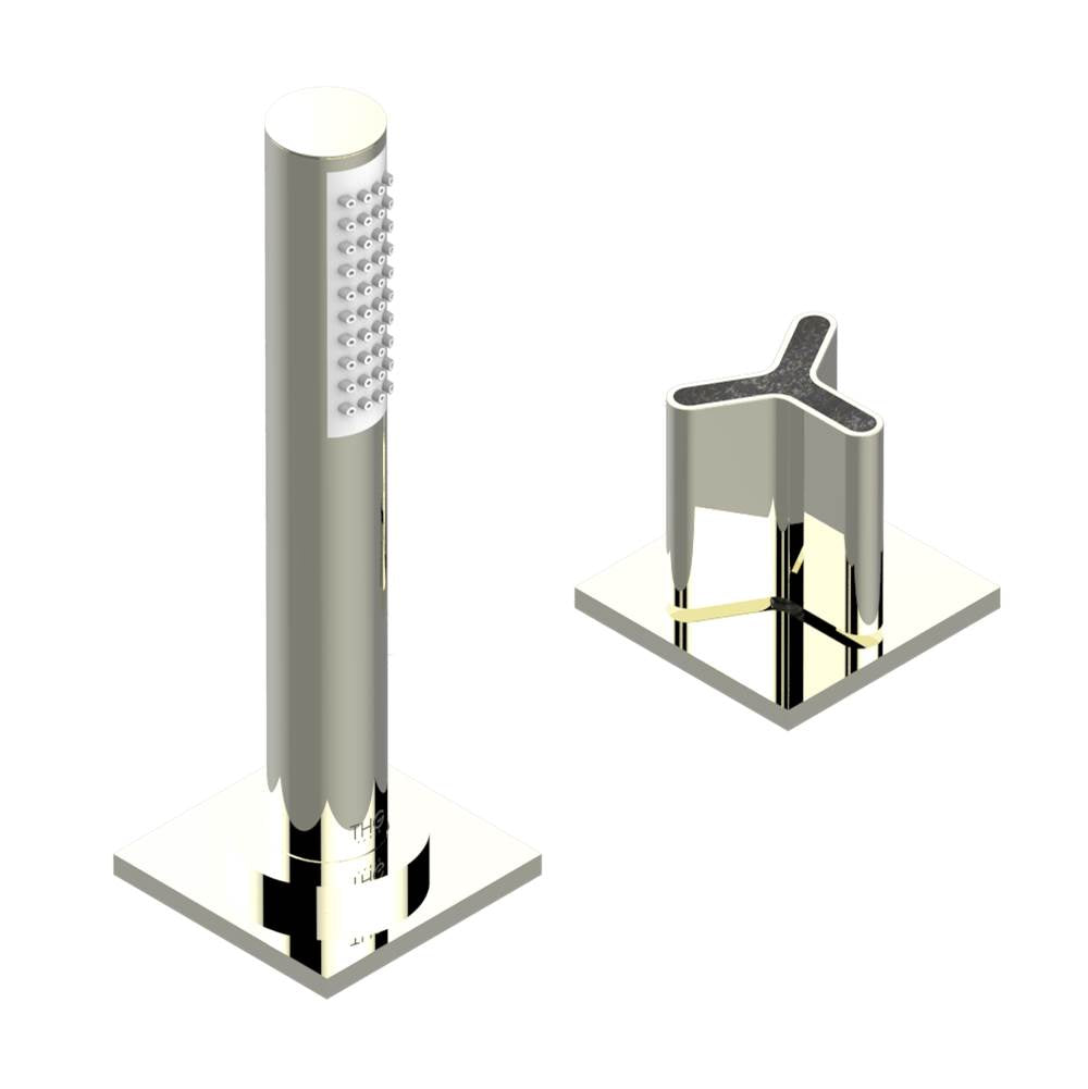 THG - Deck mounted mixer with handshower, progressive cartridge - Nickel Polished