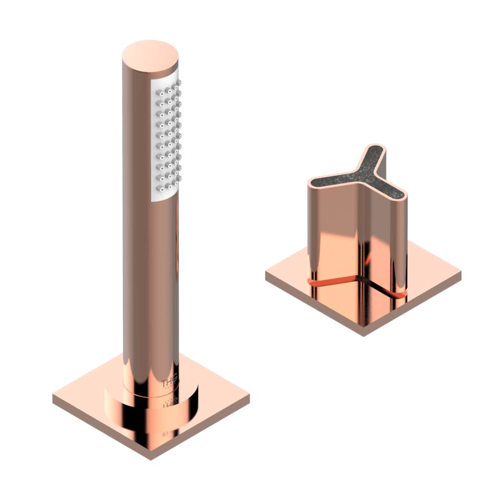 THG - Deck mounted mixer with handshower, progressive cartridge - Blush PVD