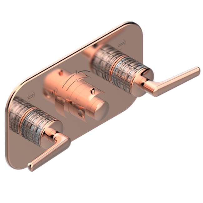 THG - Trim For Thg Thermostat With 2 Valves Ref. 5 401ahm/us Rough Part Supplied With Fixing Box, Item To Be Installed Horizontal - Blush PVD
