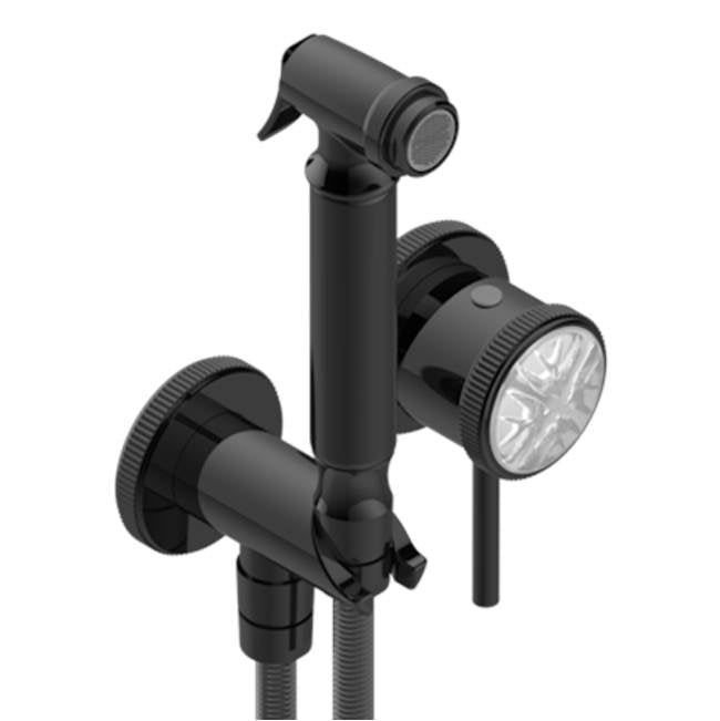THG - Trim Only For WC Douche Includes Trigger Spray, Wall Mounted Single Lever Mixer, Reinforced Hose, Wall Outlet With Integrated Elbow And Safety Stopper - Brown Bronze Color PVD