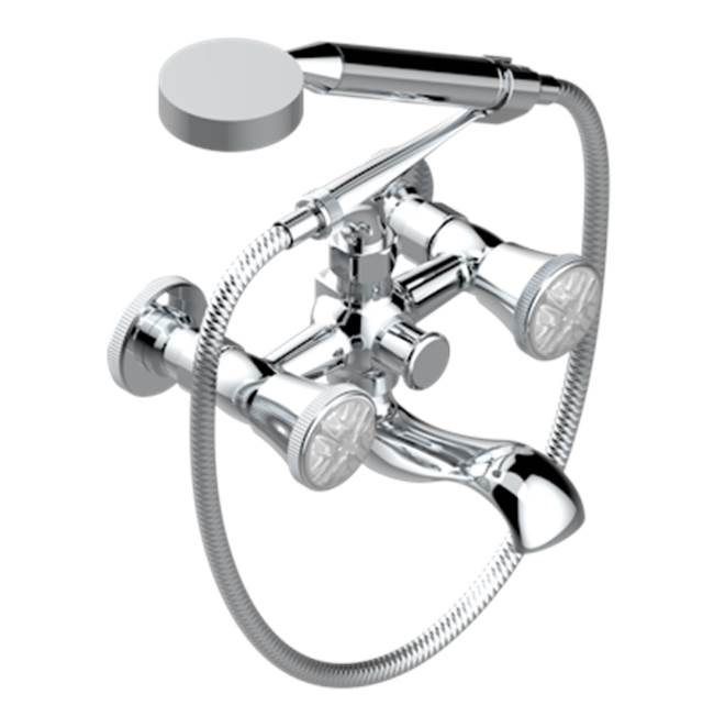THG - Exposed Tub Filler With Cradle Handshower, Wall Mounted - Matt Umber PVD