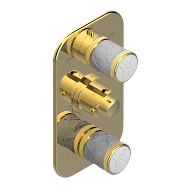THG - Trim For Thg Thermostat 3 Functions, With One Off Function And 2 Outlets And One Single Off Function - Rough Part Supplied With Fixing Box - Gold Polished