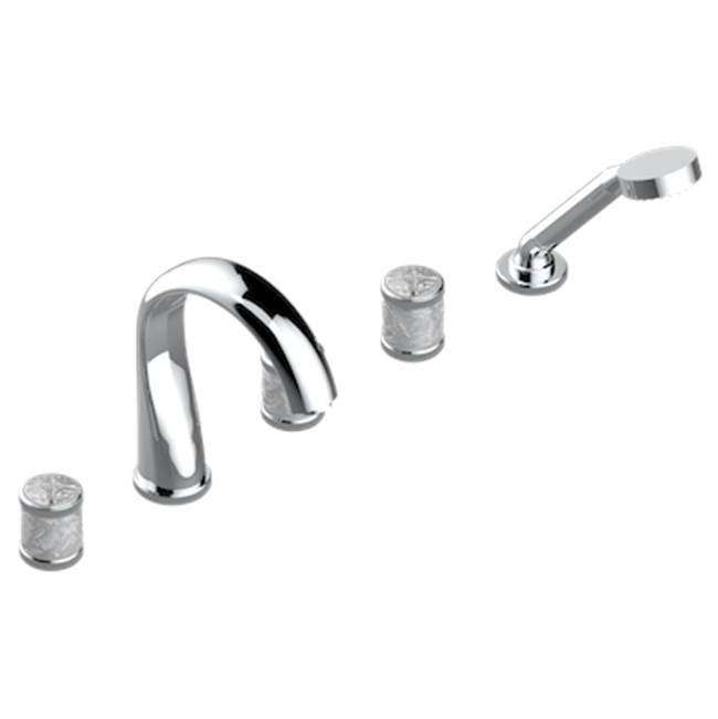 THG - Roman Tub Set With 2 x 3/4'' Valves And Rim Mounted Ceramic Mixer With Progressive Cartridge And Handshower - Matt Umber PVD