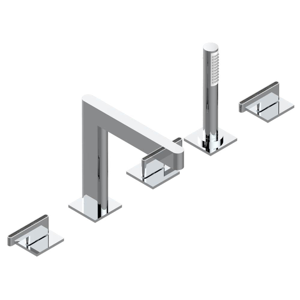 THG - Roman tub set with 2 x 3/4'' valves and rim mounted ceramic mixer with progressive cartridge and handshower - Umber PVD