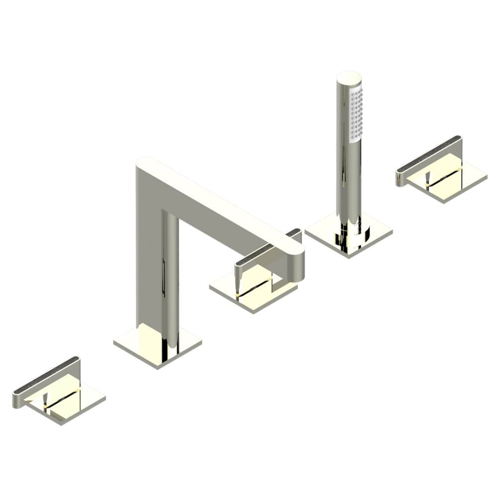 THG - Roman tub set with 2 x 3/4'' valves and rim mounted ceramic mixer with progressive cartridge and handshower - Nickel Polished