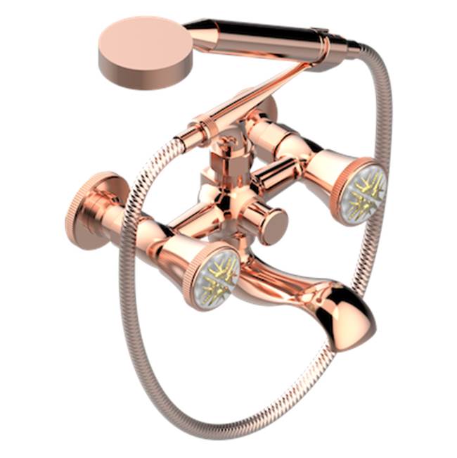 THG - Exposed Tub Filler With Cradle Handshower, Wall Mounted - Blush PVD