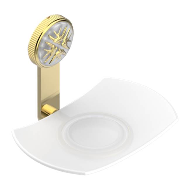 THG - Glass Soap Dish, Wall Mounted - Gold Color PVD
