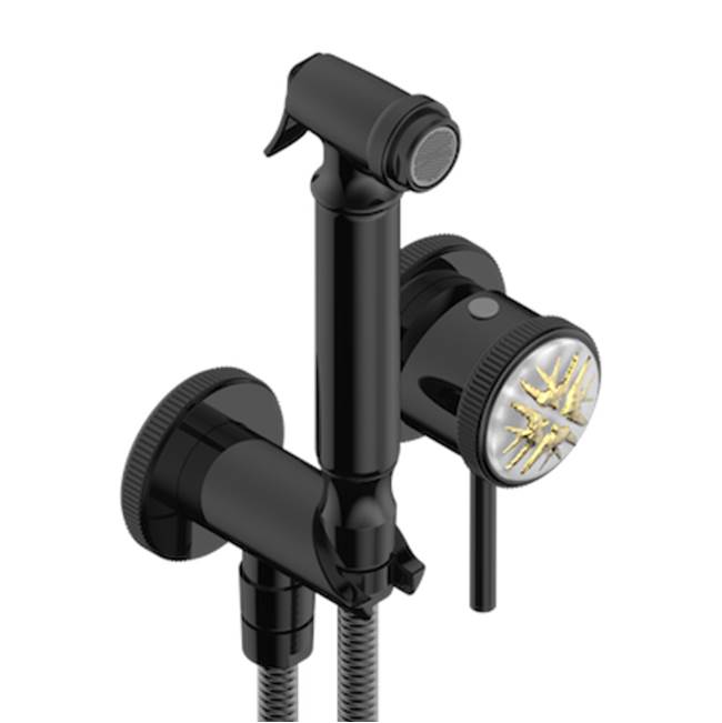THG - Trim Only For WC Douche Includes Trigger Spray, Wall Mounted Single Lever Mixer, Reinforced Hose, Wall Outlet With Integrated Elbow And Safety Stopper - Brown Bronze Color PVD