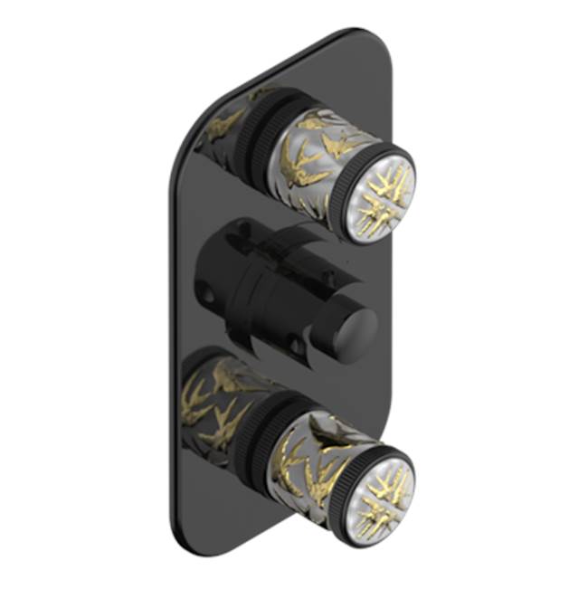 THG - Trim For Thg Thermostat 2 Volume Controls, Rough Part Supplied With Fixing Box Ref. 5 400ae/us - Brown Bronze Color PVD
