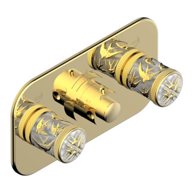 THG - Trim For Thg Thermostat With 2 Valves Ref. 5 401ahm/us Rough Part Supplied With Fixing Box, Item To Be Installed Horizontal - Gold Color PVD