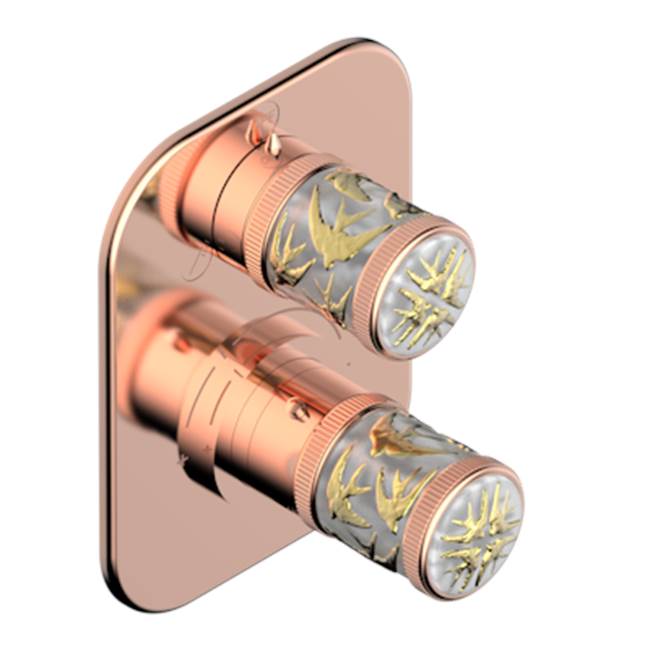 THG - Trim For Thg Thermostat With 2-way Diverter, Rough Part Supplied With Fixing Box Ref. 5 500ae/us - Blush PVD