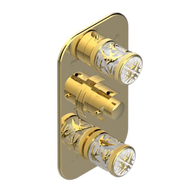 THG - Trim For Thg Thermostat 3 Functions, With One Off Function And 2 Outlets And One Single Off Function - Rough Part Supplied With Fixing Box - Gold Polished