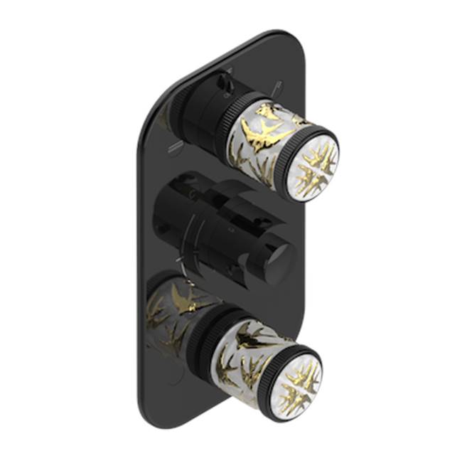 THG - Trim For Thg Thermostat 3 Functions, With One Off Function And 2 Outlets And One Single Off Function - Rough Part Supplied With Fixing Box - Brown Bronze Color PVD