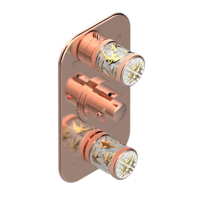 THG - Trim For Thg Thermostat 3 Functions, With One Off Function And 2 Outlets And One Single Off Function - Rough Part Supplied With Fixing Box - Blush PVD