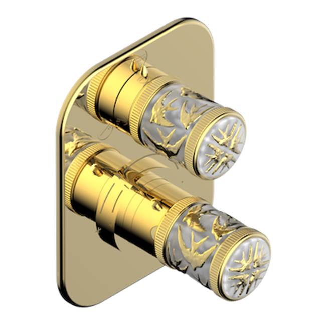 THG - Trim For Thg Thermostat With Stop Valve And 3-way Diverter, Rough Part Supplied With Fixing Box Ref.5 600ae/us - Gold Color PVD