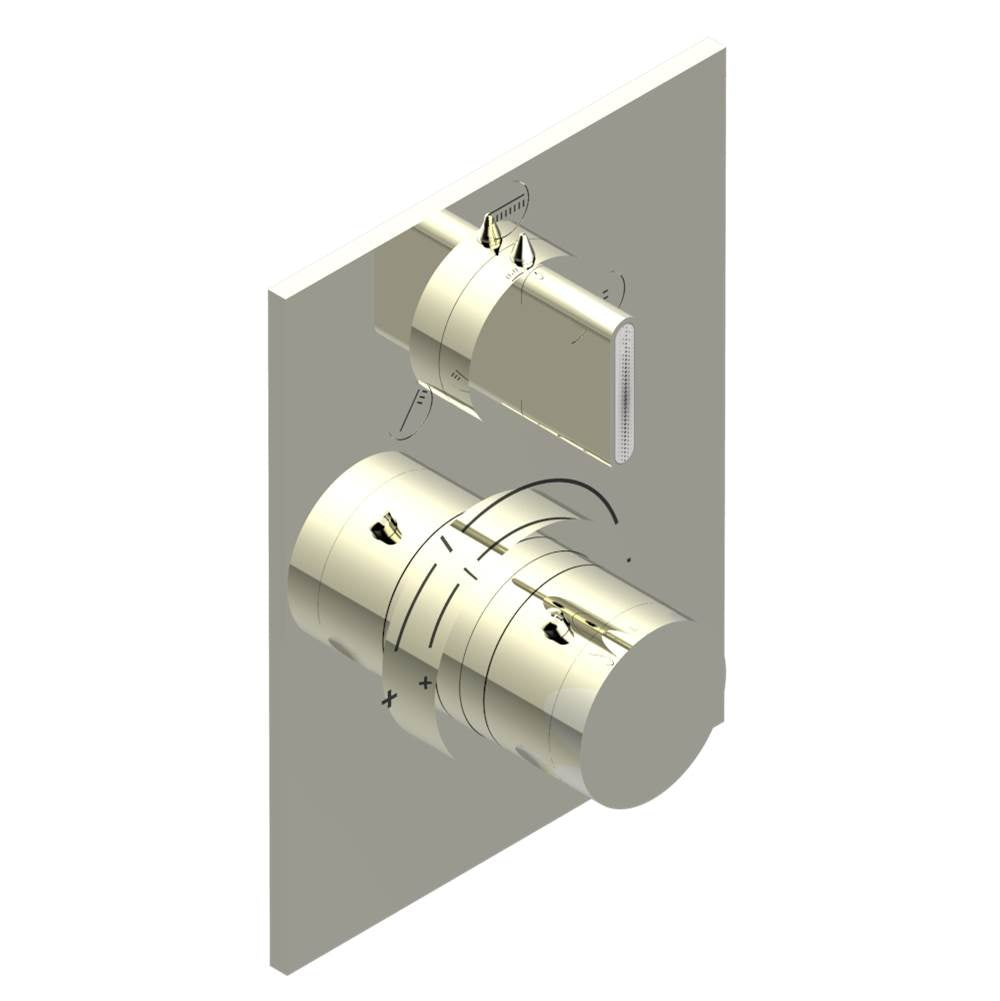 THG - Trim for THG thermostat with stop valve and 3-way diverter, rough part supplied with fixing box ref.5 600AE/US - Nickel Polished