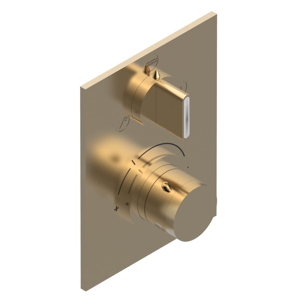 THG - Trim for THG thermostat with stop valve and 3-way diverter, rough part supplied with fixing box ref.5 600AE/US - Matt Umber PVD