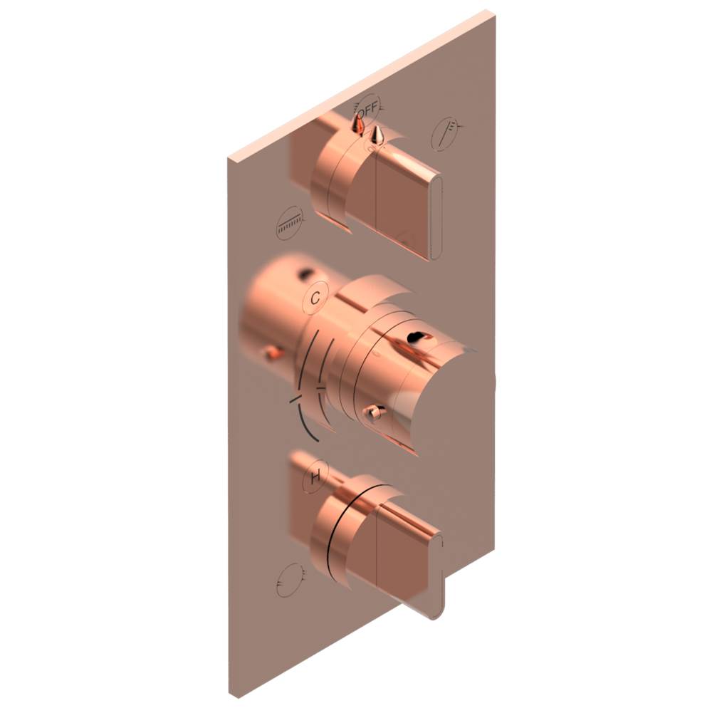 THG - Trim for THG thermostat 3 functions , with one off function and 2 outlets - rough part supplied with fixing box ref. .5 540AE/US - Blush PVD