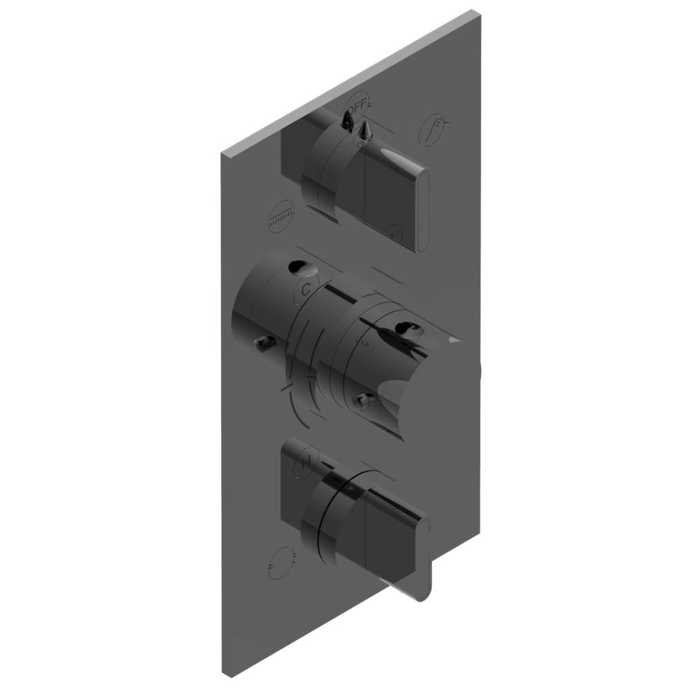 THG - Trim for THG thermostat 3 functions , with one off function and 2 outlets - rough part supplied with fixing box ref. .5 540AE/US - Matt Graphite PVD