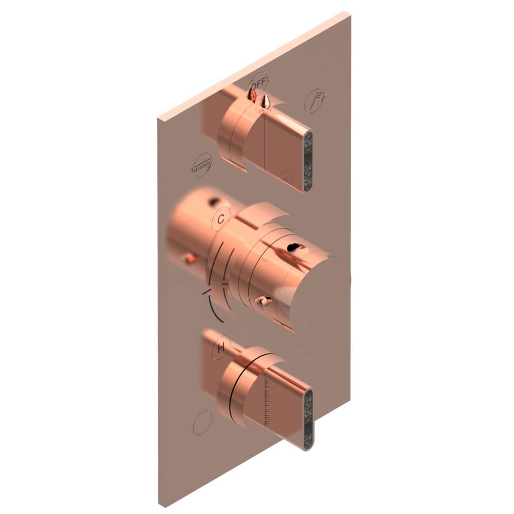 THG - Trim for THG thermostat 3 functions , with one off function and 2 outlets - rough part supplied with fixing box ref. .5 540AE/US - Blush PVD