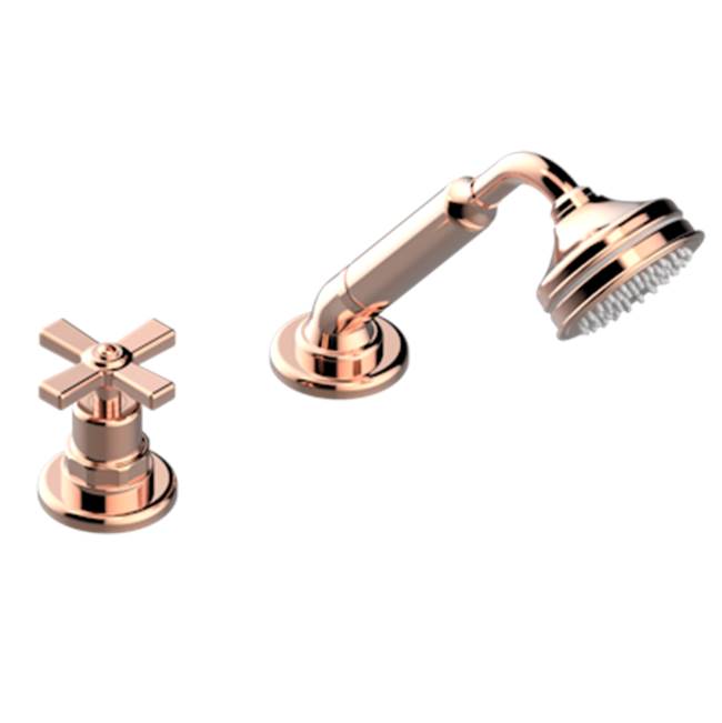 THG - Deck Mounted Mixer With Handshower, Progressive Cartridge - Blush PVD