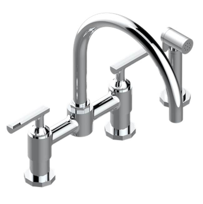 THG - Two Hole Bridge Kitchen Faucet With Side Spray - Matt Umber PVD