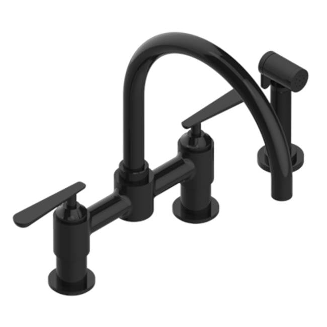 THG - Two Hole Bridge Kitchen Faucet With Side Spray - Brown Bronze Color PVD