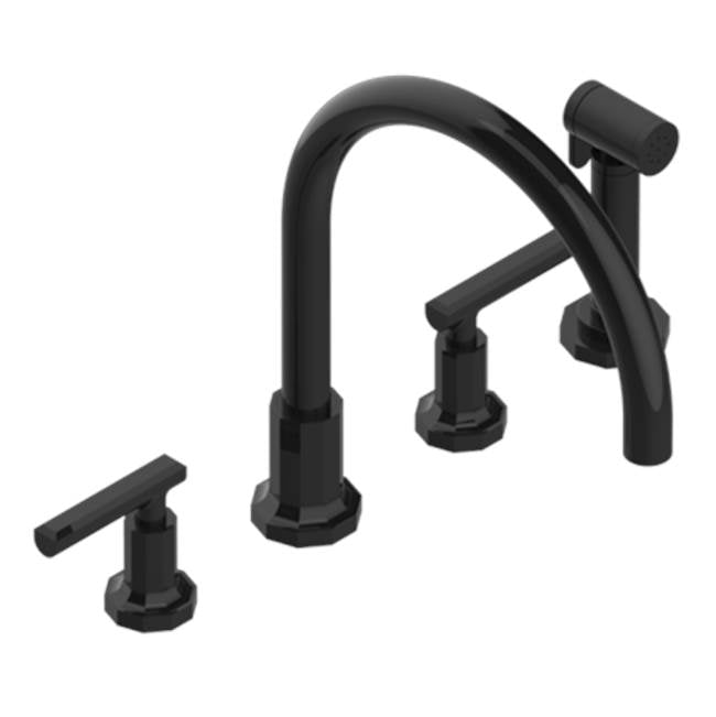 THG - Three Hole Kitchen Faucet With Side Spray - Brown Bronze Color PVD