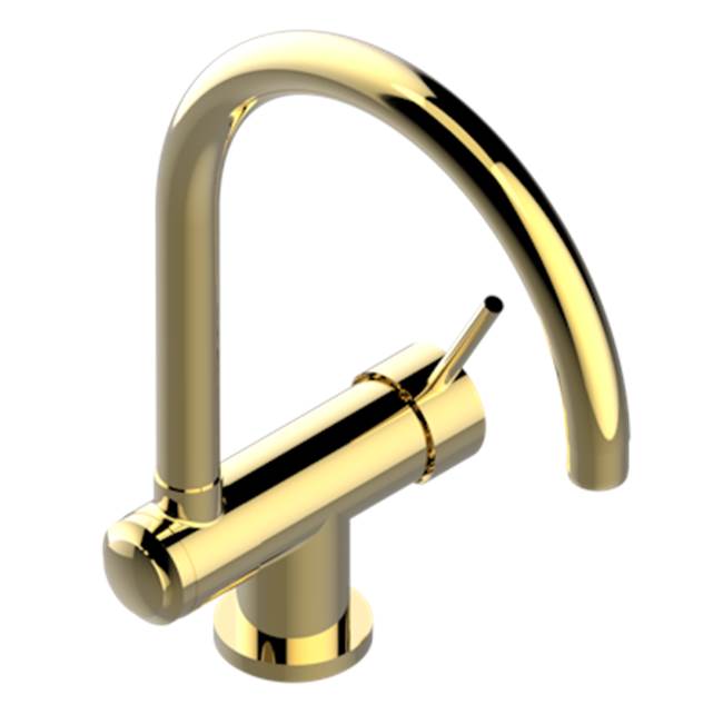 THG - Single Hole Kitchen Faucet With Movable Spout For Window Opening - Gold Polished