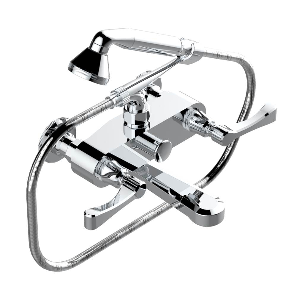 THG - Exposed tub filler with cradle handshower, wall mounted - Matt Umber PVD