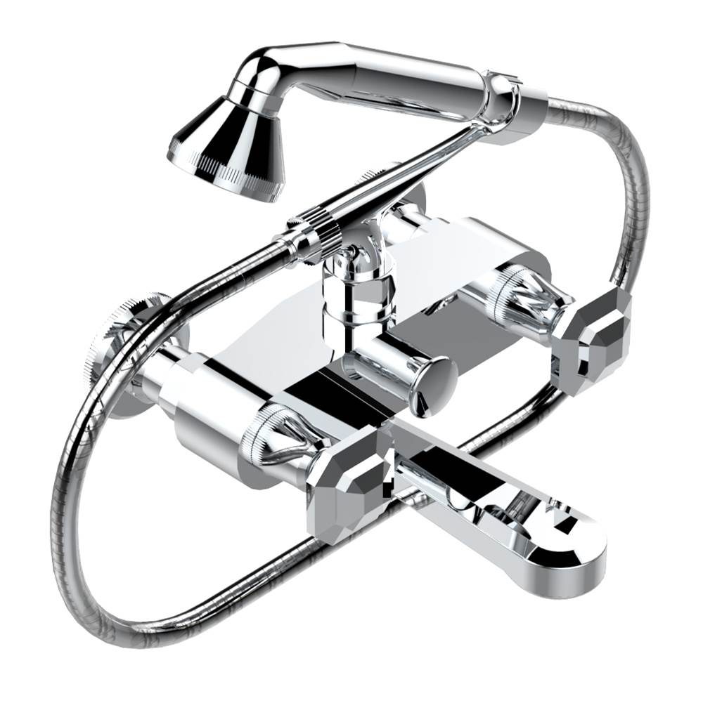 THG - Exposed tub filler with cradle handshower, wall mounted - Matt Umber PVD