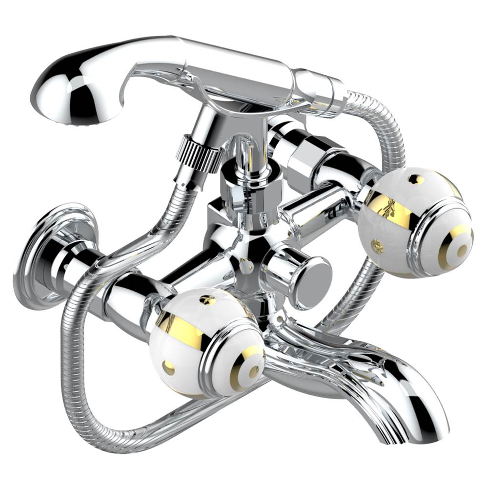 THG - Exposed tub filler with cradle handshower, wall mounted - Matt Umber PVD