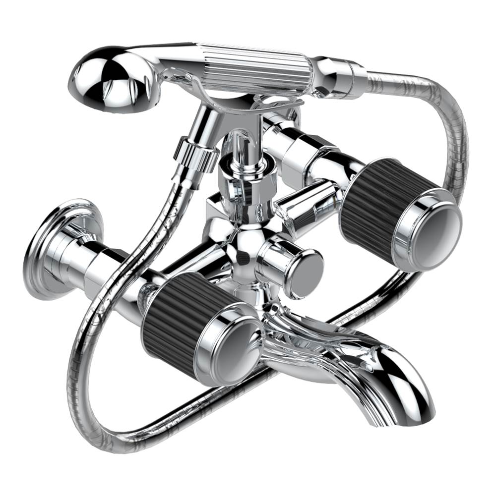 THG - Exposed tub filler with cradle handshower, wall mounted - Matt Umber PVD