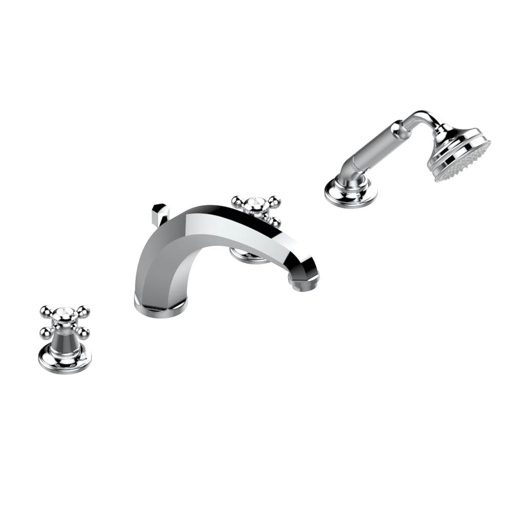 THG - Roman tub set with high divertor spout and handshower, 3/4'' valves - Matt Umber PVD