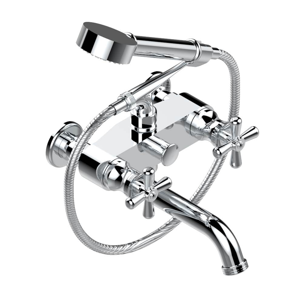 THG - Exposed tub filler with cradle handshower, wall mounted - Matt Umber PVD