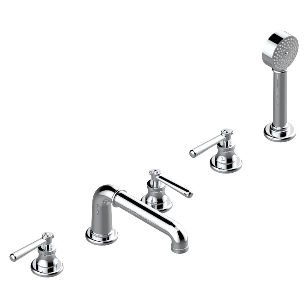 THG - Roman tub set with 2 x 3/4'' valves and rim mounted ceramic mixer with progressive cartridge and handshower - Matt Umber PVD