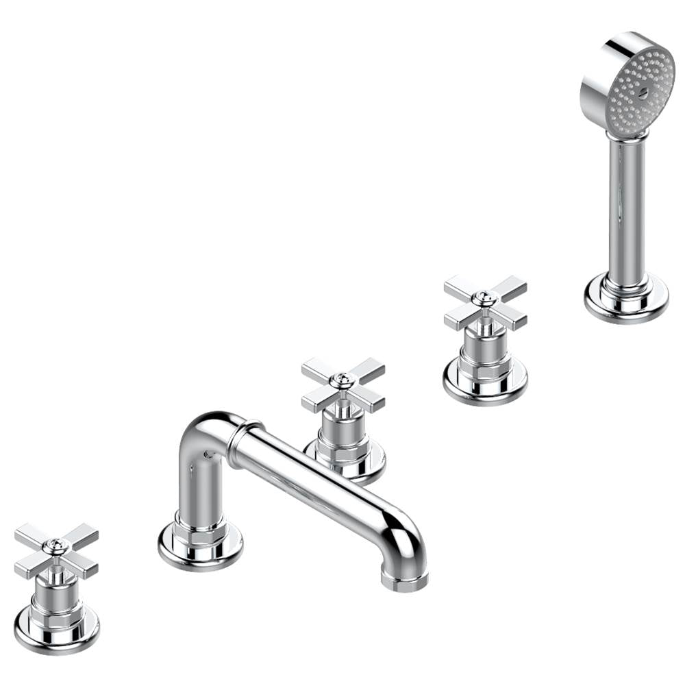 THG - Roman tub set with 2 x 3/4'' valves and rim mounted ceramic mixer with progressive cartridge and handshower - Matt Umber PVD